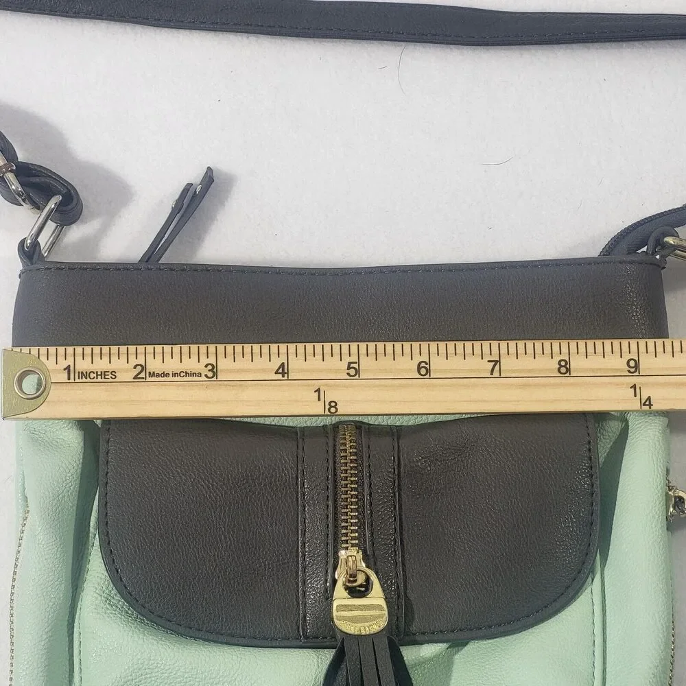 Steve Madden Cross Body Purse Handbag Mint Green Faux Leather Tassel - Picture 9 of 10